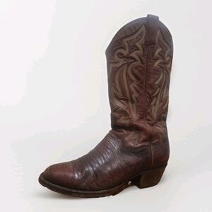 Vintage Panhandle Slim Mens 8D Teju Lizard Brown Leather Cowboy Boots Exotic USA
